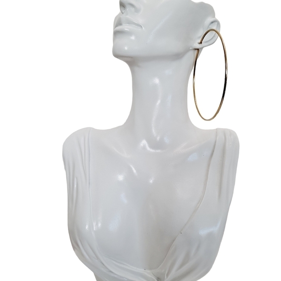 Gold hoop earrings Oversized wide Stainless steel casual lightweight 💖2/$30 - Picture 12 of 13